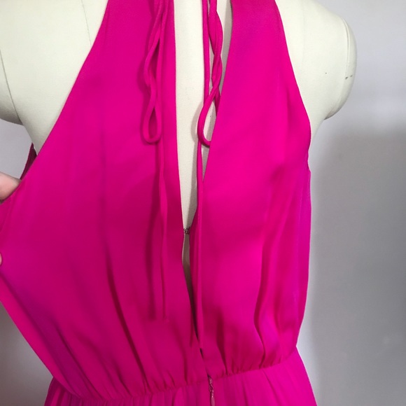 MILLY hot pink halter flare dress size 6 - Picture 4 of 7